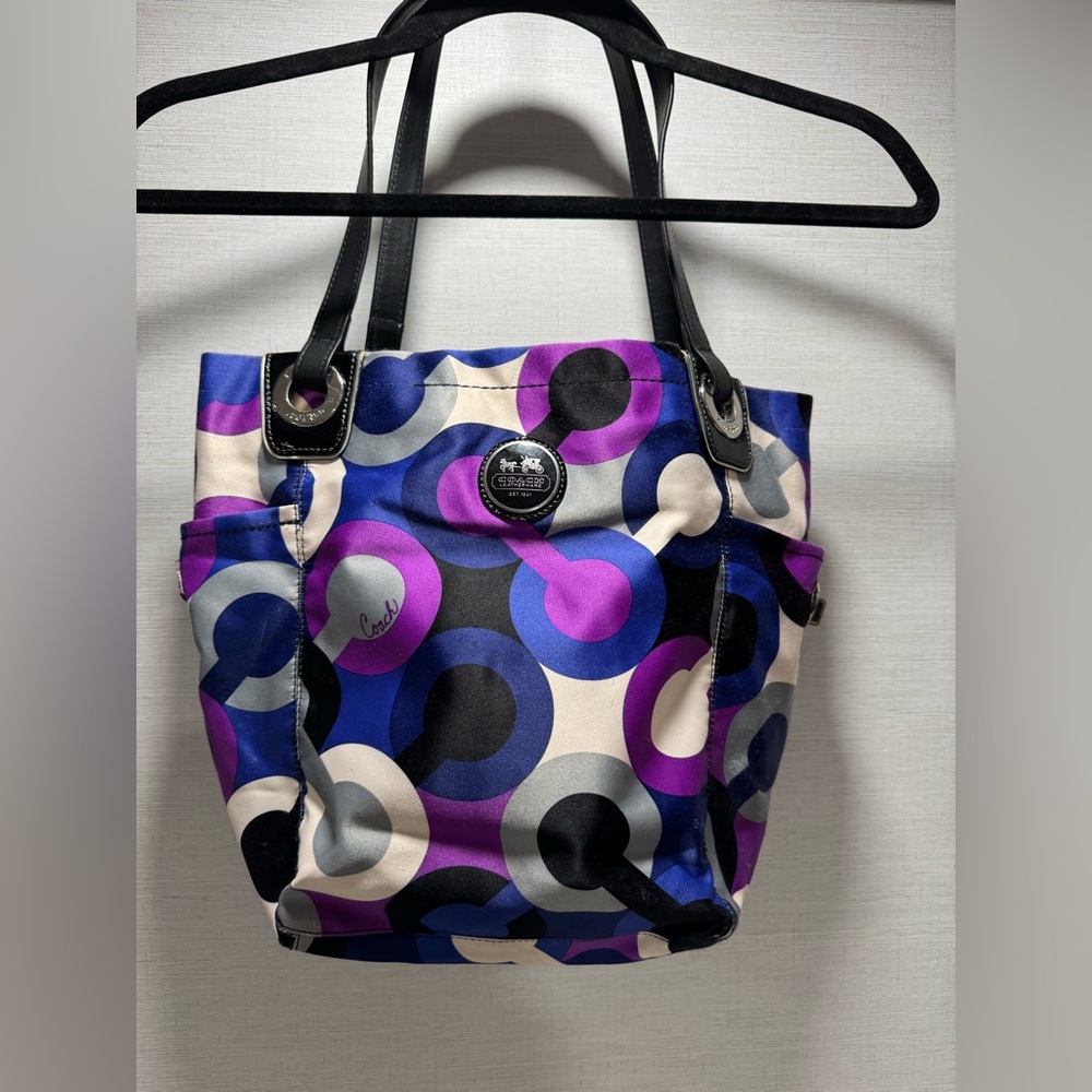 Coach Poppy Pop C Glam Tote - Purple & Blue Signature Print (14388)